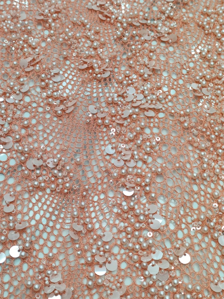 White Africa Popular Unique Design Embroidery Net Lace Beads Sequins High Quality Fabric For Party Evening Dress