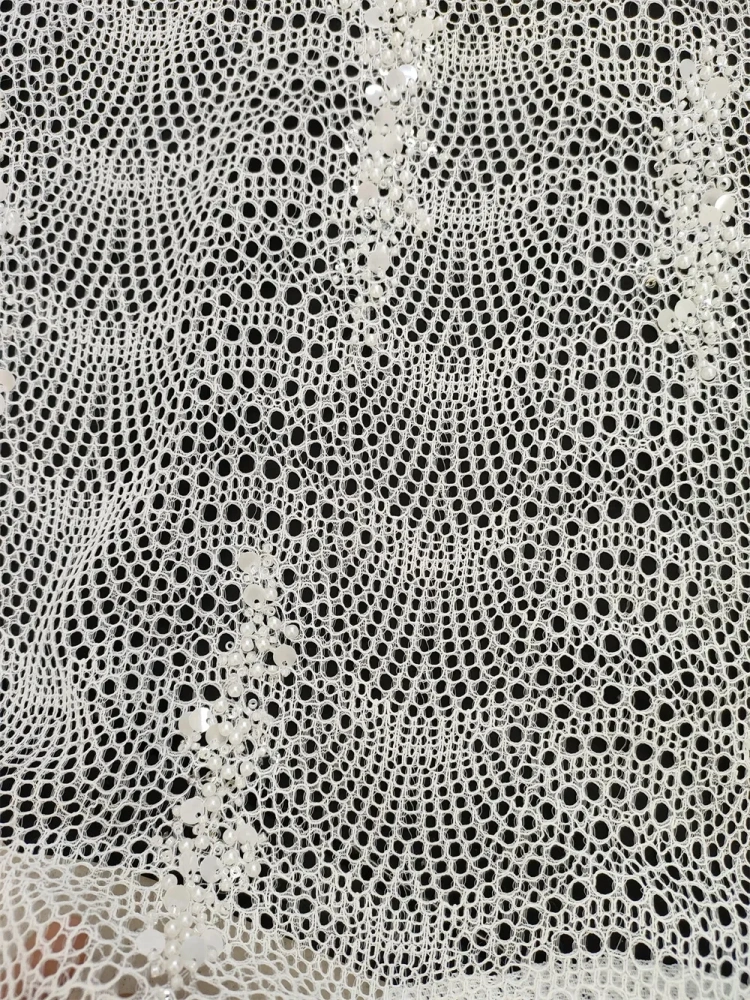 White Africa Popular Unique Design Embroidery Net Lace Beads Sequins High Quality Fabric For Party Evening Dress