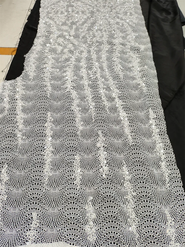White Africa Popular Unique Design Embroidery Net Lace Beads Sequins High Quality Fabric For Party Evening Dress