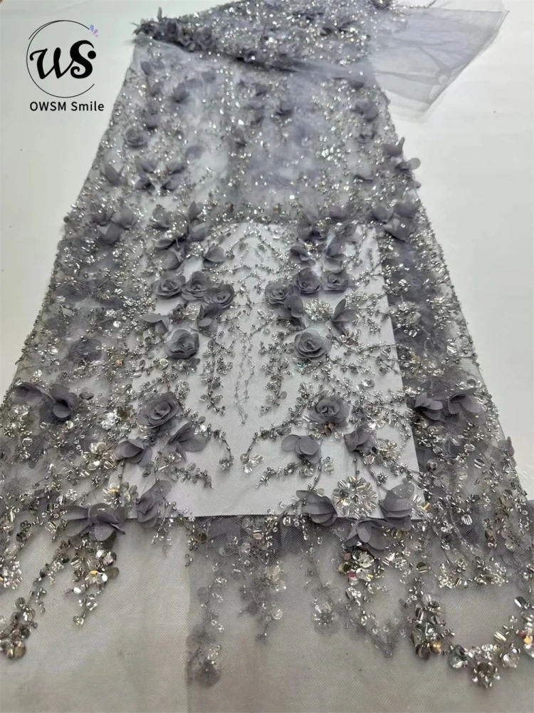 Women's 3D Collective Flowers Embroidery Lace Dress Party Evening Dress Exquisite Beads Sequin Top Quality Latest Hot Selling 5Y