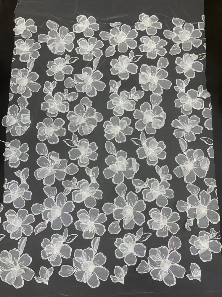 High-End Handmade White Embroidery Beads Net Lace with Sequins African Design for Wedding Or Party Dress Top Quality Hot Sale