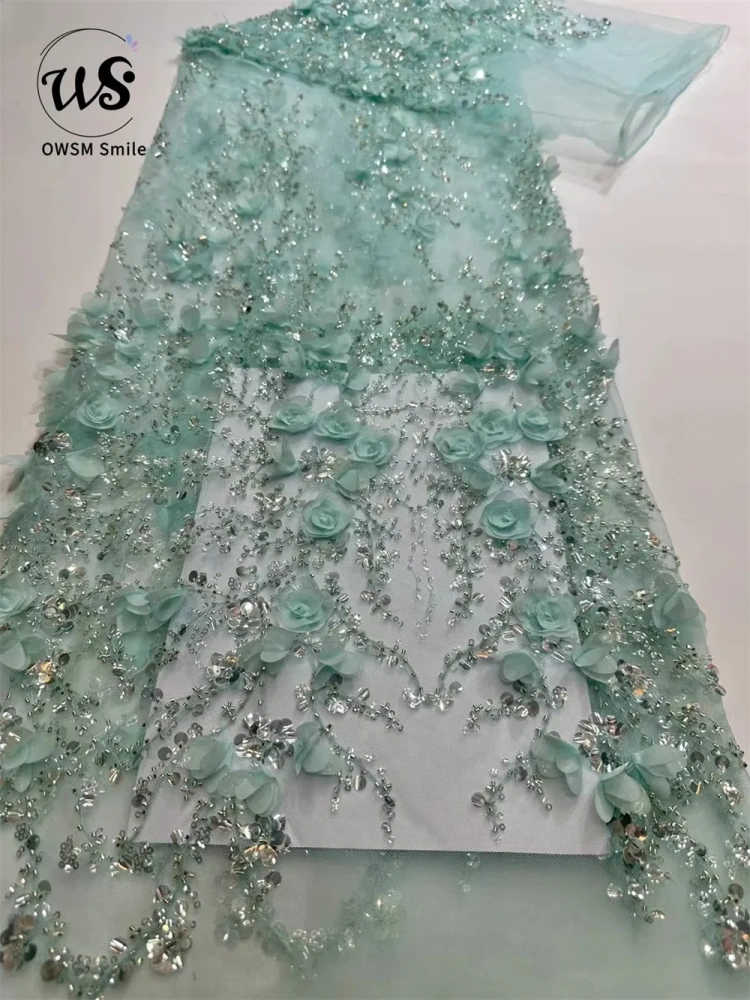 Women's 3D Collective Flowers Embroidery Lace Dress Party Evening Dress Exquisite Beads Sequin Top Quality Latest Hot Selling 5Y