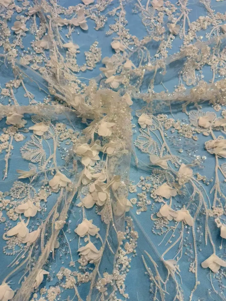 Unique Spider Web Handmade Embroidery with Silver Beads And Colorful Sequins for Wedding Or Party Dress