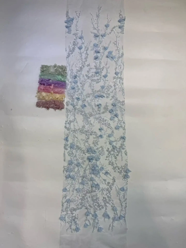 Unique Spider Web Handmade Embroidery with Silver Beads And Colorful Sequins for Wedding Or Party Dress