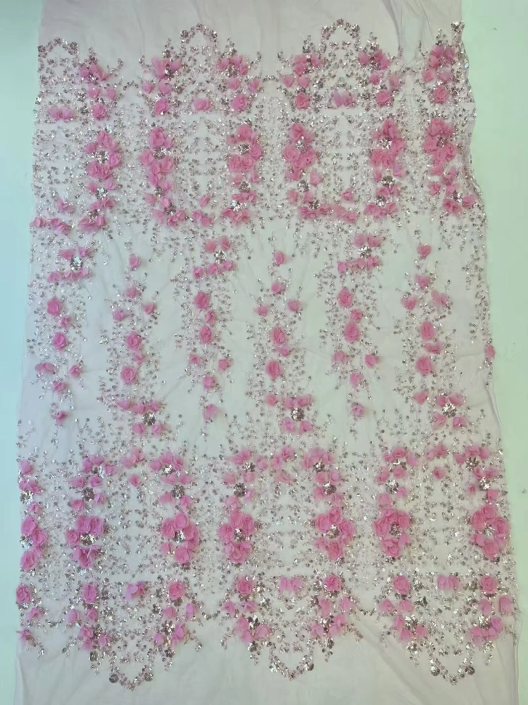 Women's 3D Collective Flowers Embroidery Lace Dress Party Evening Dress Exquisite Beads Sequin Top Quality Latest Hot Selling 5Y