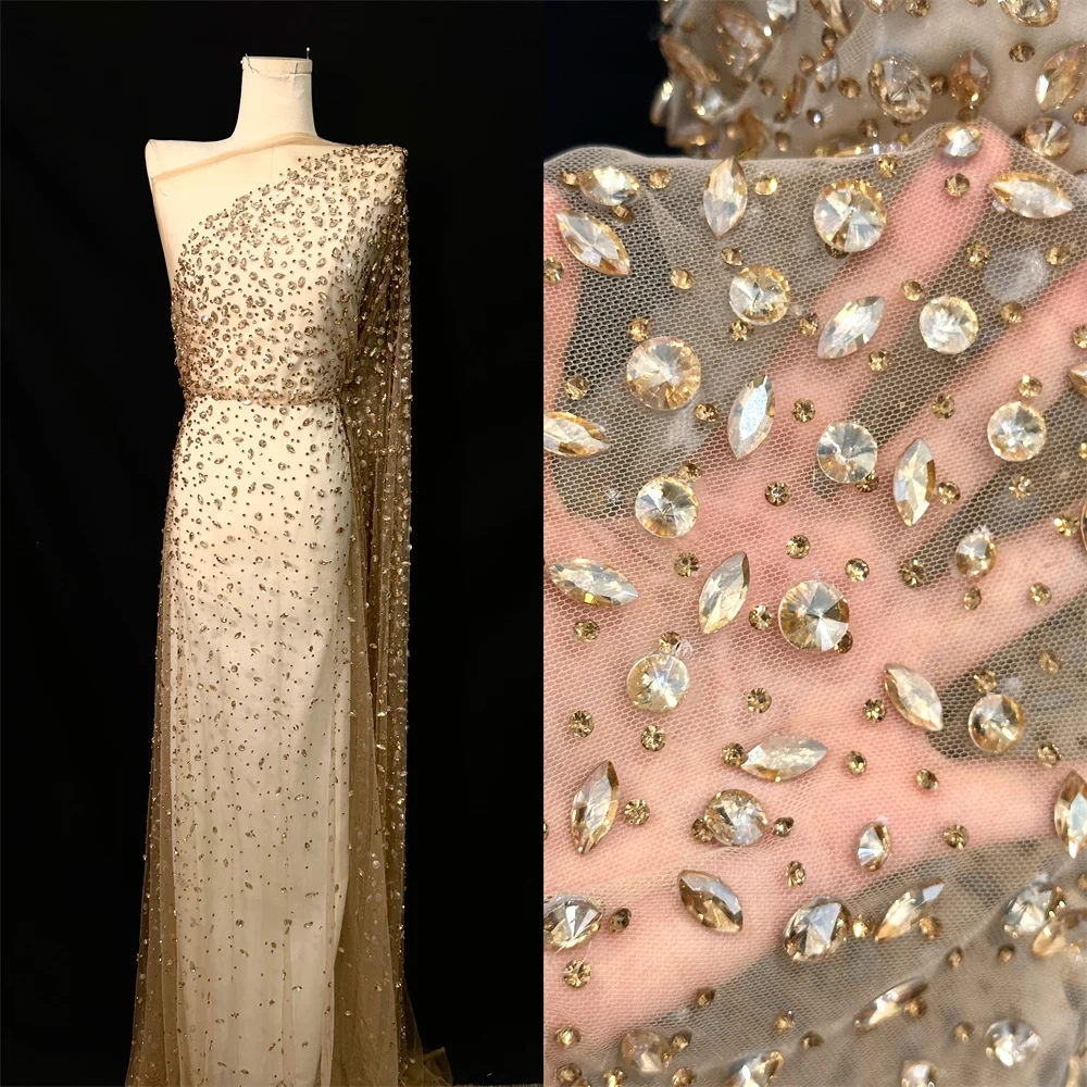 Multi Colors New Design Hot On Sale Fabric Super Top Quality Handmade Rhinestone Net Lace Beads For Party Evening Dresses