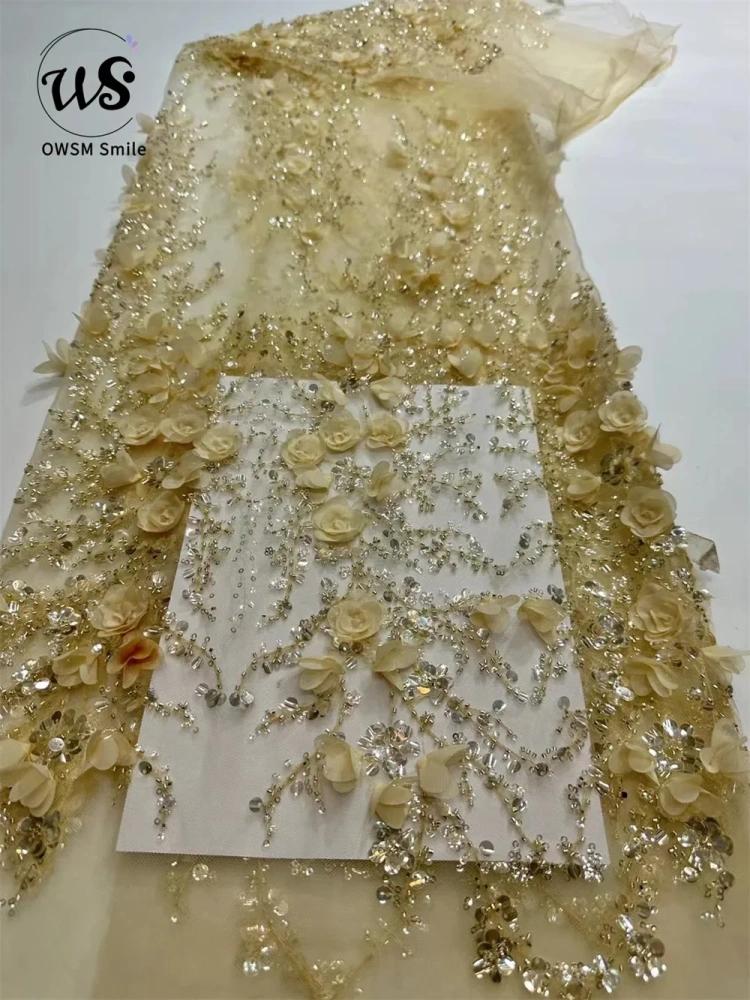 Women's 3D Collective Flowers Embroidery Lace Dress Party Evening Dress Exquisite Beads Sequin Top Quality Latest Hot Selling 5Y