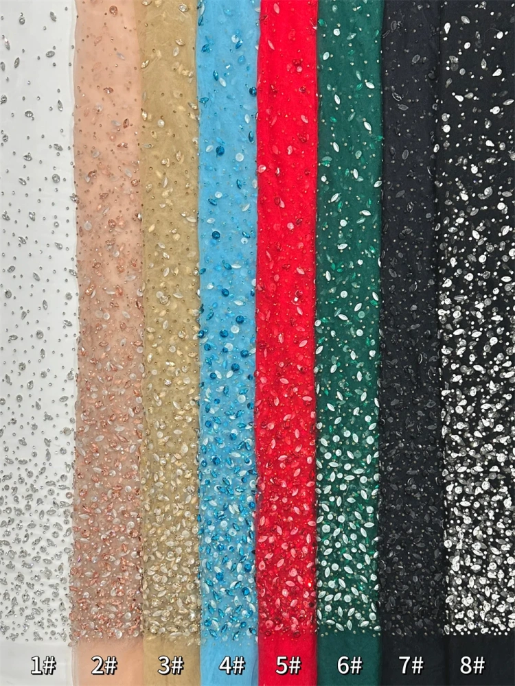 Multi Colors New Design Hot On Sale Fabric Super Top Quality Handmade Rhinestone Net Lace Beads For Party Evening Dresses