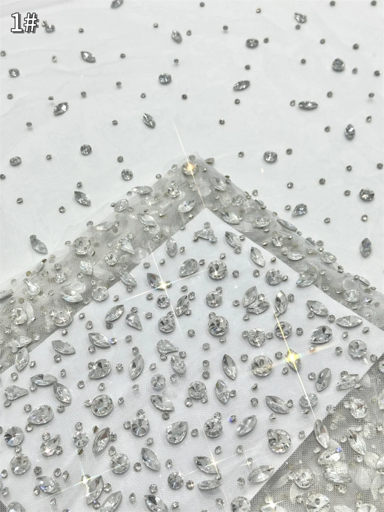 Multi Colors New Design Hot On Sale Fabric Super Top Quality Handmade Rhinestone Net Lace Beads For Party Evening Dresses