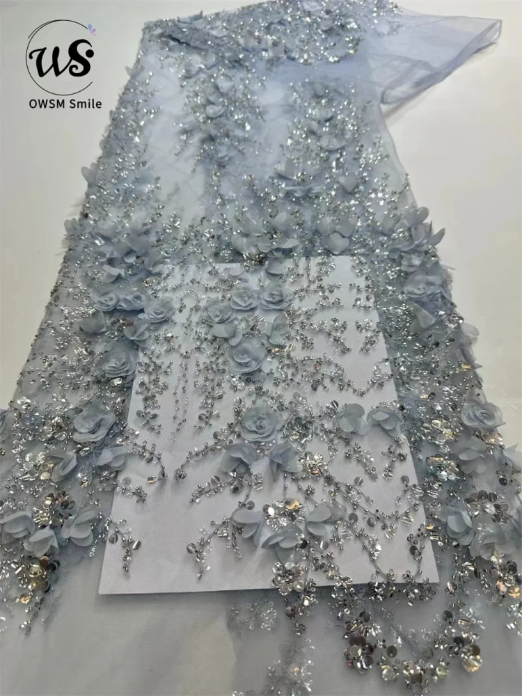 Women's 3D Collective Flowers Embroidery Lace Dress Party Evening Dress Exquisite Beads Sequin Top Quality Latest Hot Selling 5Y