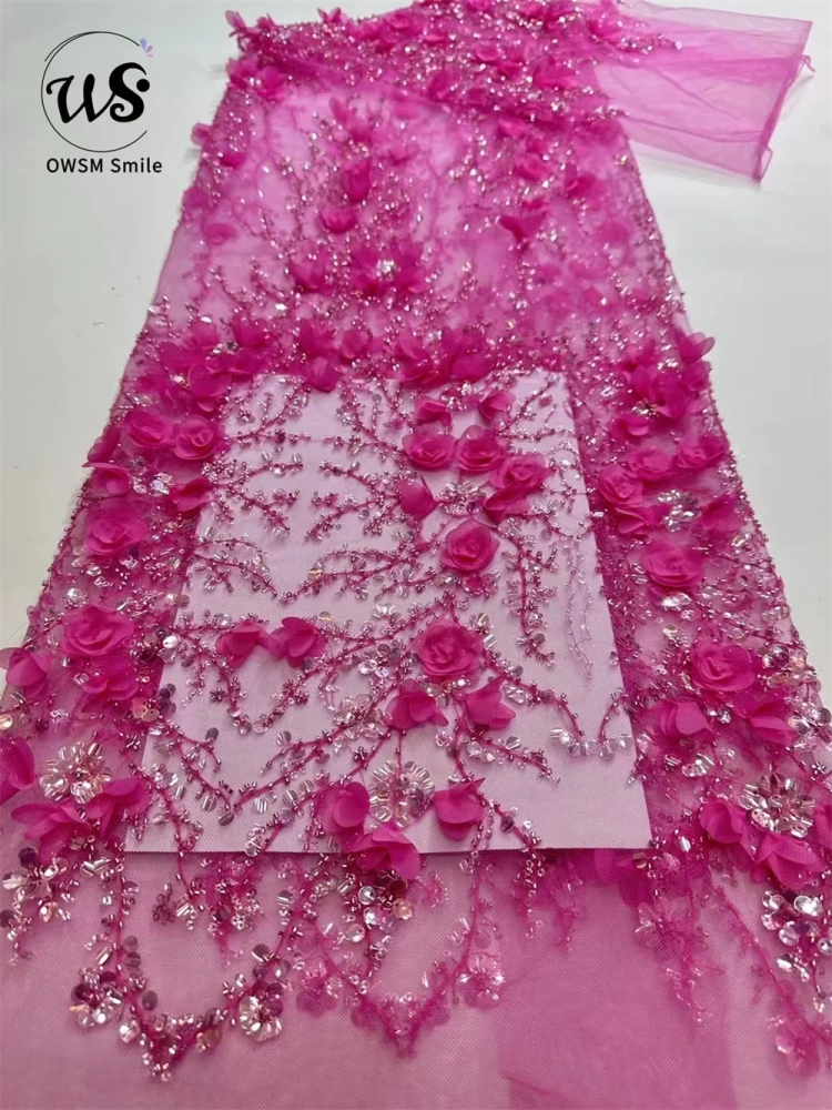 Women's 3D Collective Flowers Embroidery Lace Dress Party Evening Dress Exquisite Beads Sequin Top Quality Latest Hot Selling 5Y