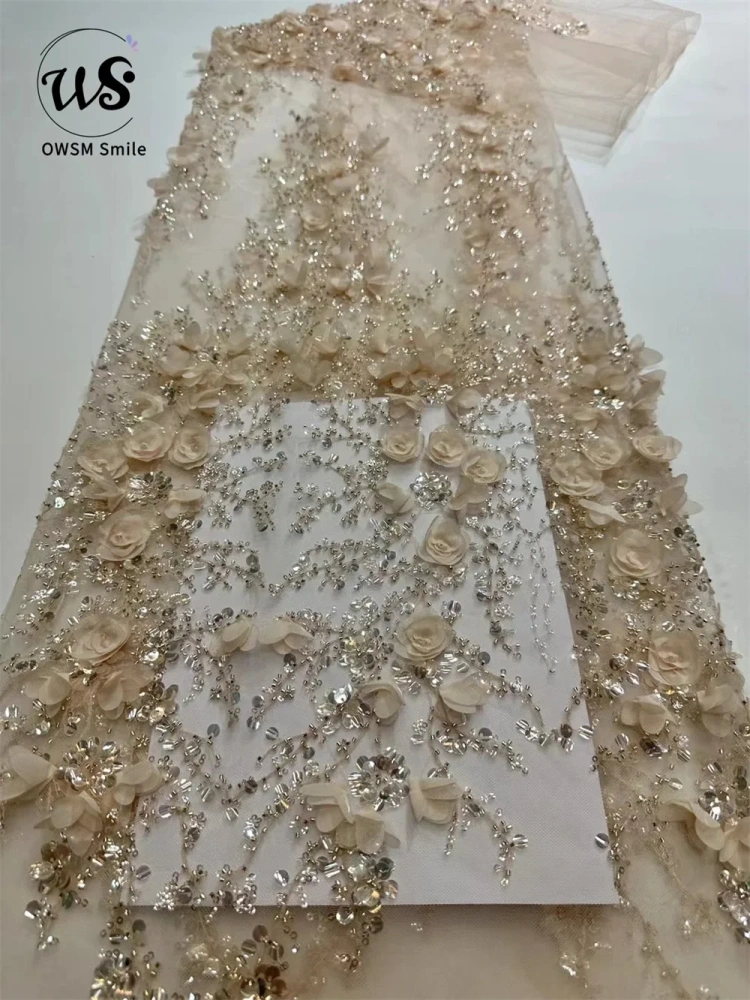 Women's 3D Collective Flowers Embroidery Lace Dress Party Evening Dress Exquisite Beads Sequin Top Quality Latest Hot Selling 5Y