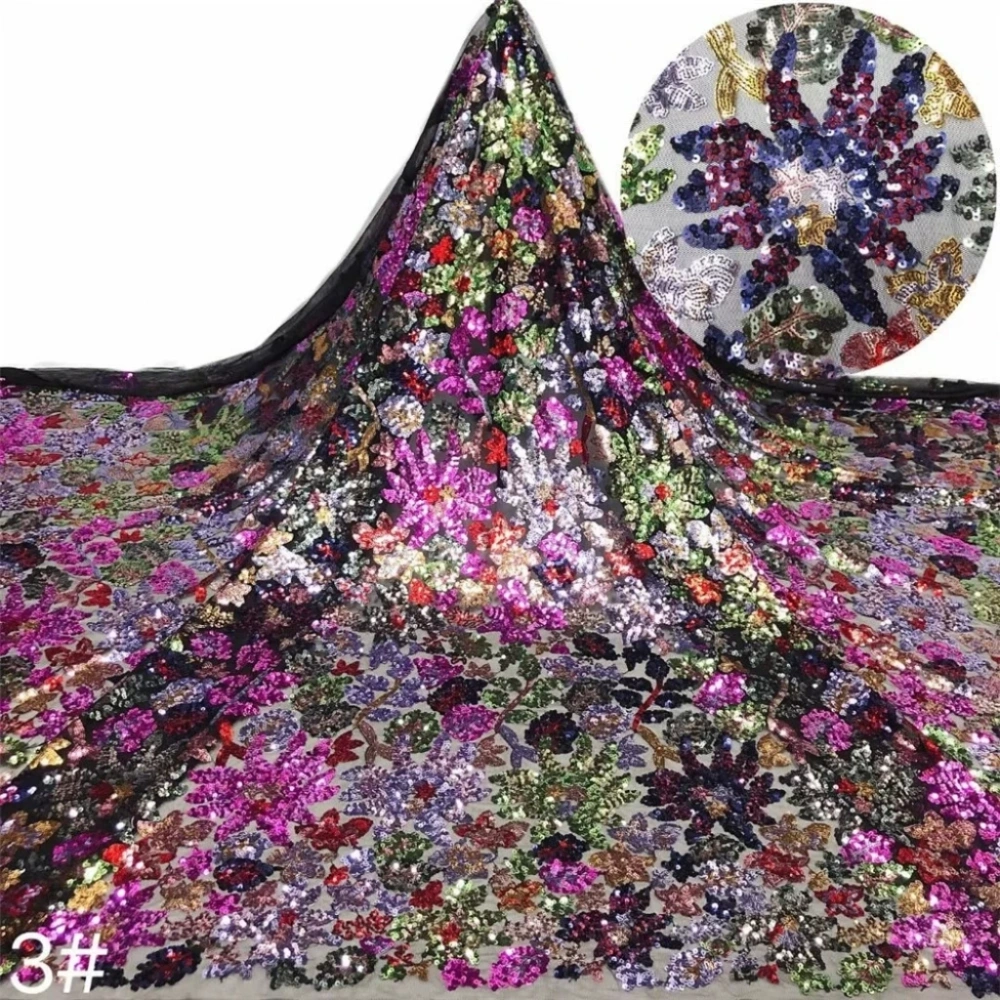 5Y Unique Africa Tassels Design Handmade 3D Flower Embrordered Net Lace With Beads Top Quality Fabric For Party Evening Dress