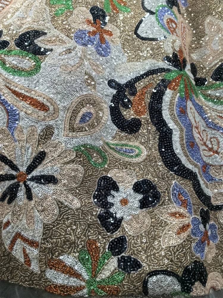 Amazing Unique Design Latest Handmade 5Y Embroidery Net Lace with Sequins for Party Evening Dresses, French, Super High Quality
