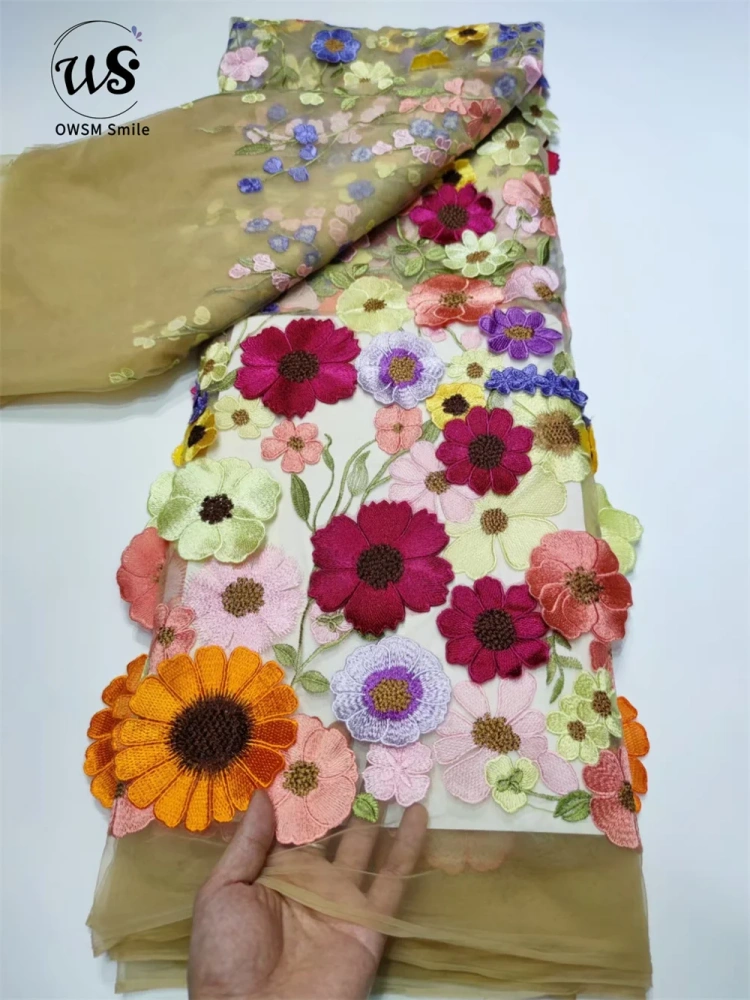 5Y Vestido Fashion Design Africa Style High Appearance Level Multi Colors Embroidery  Net Lace For Party Dresses in 2022