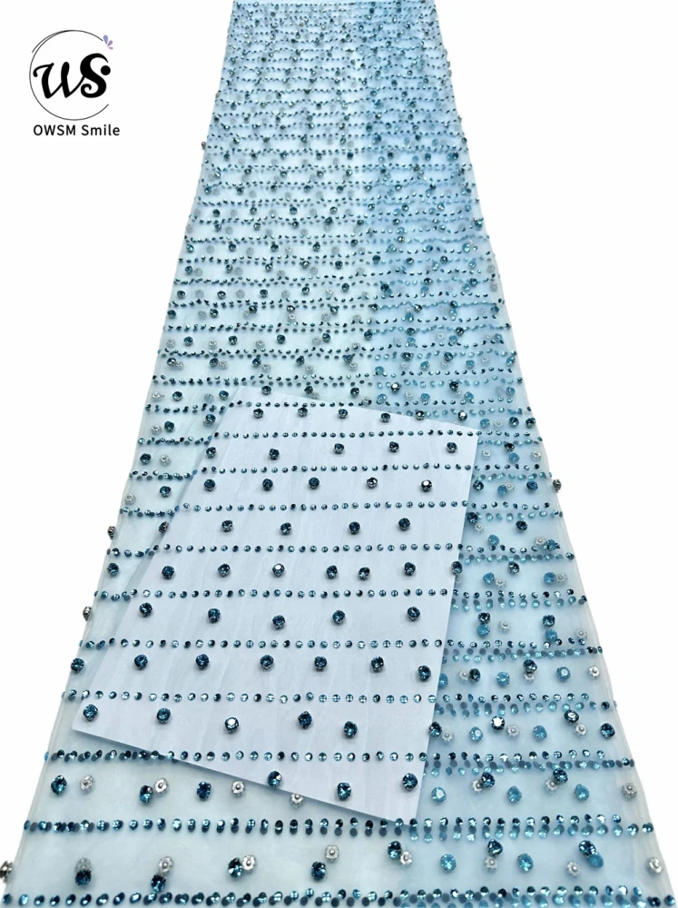 Luxury Design Hot On Sale Fabric High Quality Handmade Beads Net Lace Rhinestone For Party Evening Dresses