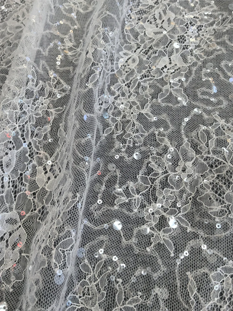 Light Luxury Fabric 2026 High Quality Handmade  Embroidery Net Lace Beads With transparency Sequins For Party Evening Dresses