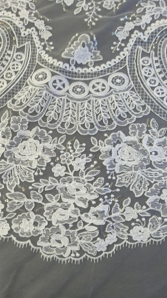 2024 Pretty Nice Nigeria White Super Top Quality Handmade Embrordered Net Lace With Ivory Beaded Sequins For Party Wedding Dress