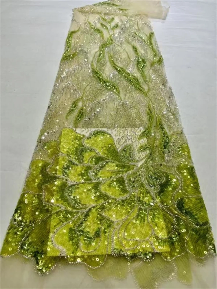 Amazing Exquisite Design Hot On Sale Fabric High Quality Handmade Embroidery Net Lace Beads Sequins For Party Evening Dresses