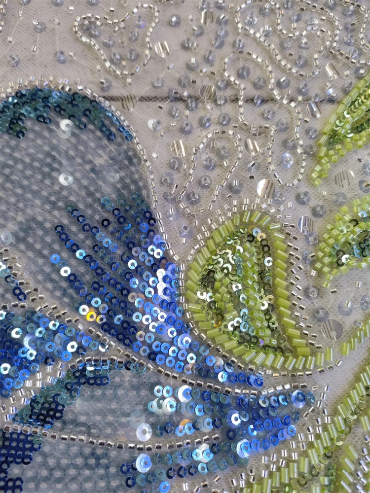Amazing Exquisite Design Hot On Sale Fabric High Quality Handmade Embroidery Net Lace Beads Sequins For Party Evening Dresses