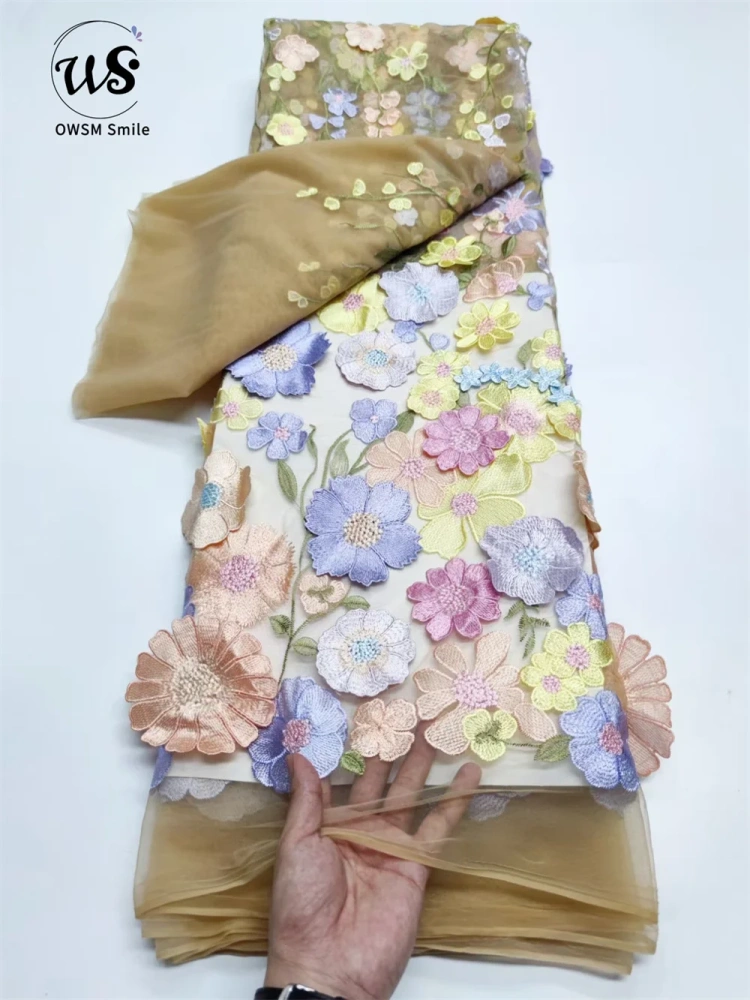 5Y Vestido Fashion Design Africa Style High Appearance Level Multi Colors Embroidery  Net Lace For Party Dresses in 2022