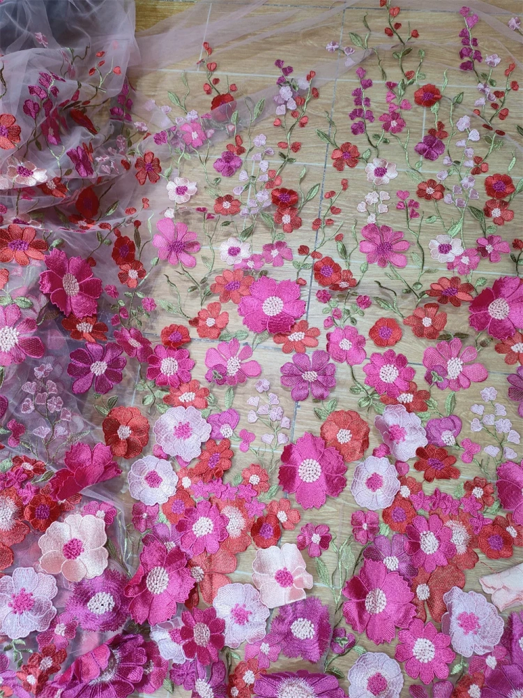 5Y Vestido Fashion Design Africa Style High Appearance Level Multi Colors Embroidery  Net Lace For Party Dresses in 2022