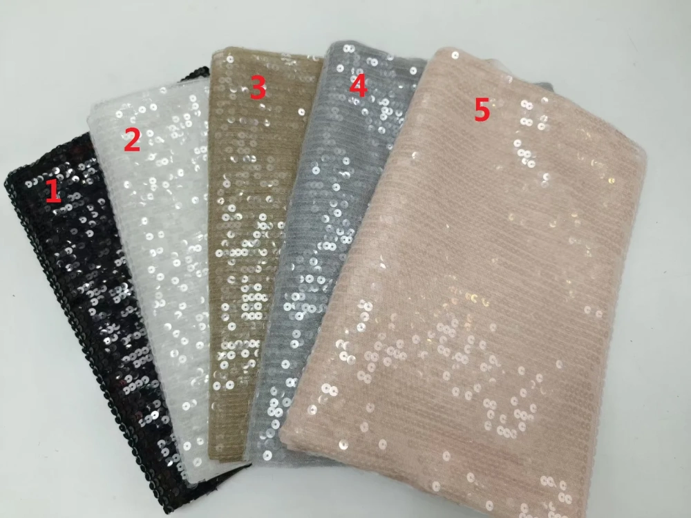 Women's Full Sequins Embroidered Mesh Lace Popular Party Evening Dress Fabric Hot Sale