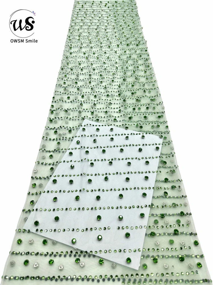 Luxury Design Hot On Sale Fabric High Quality Handmade Beads Net Lace Rhinestone For Party Evening Dresses