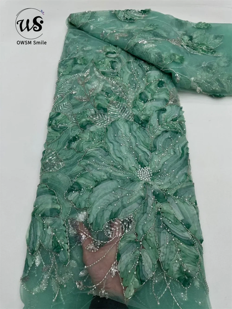 2026 New Top Quality Handmade Embroidery Net Lace with Exquisite Beads Sequins for Party Evening Women Dresses