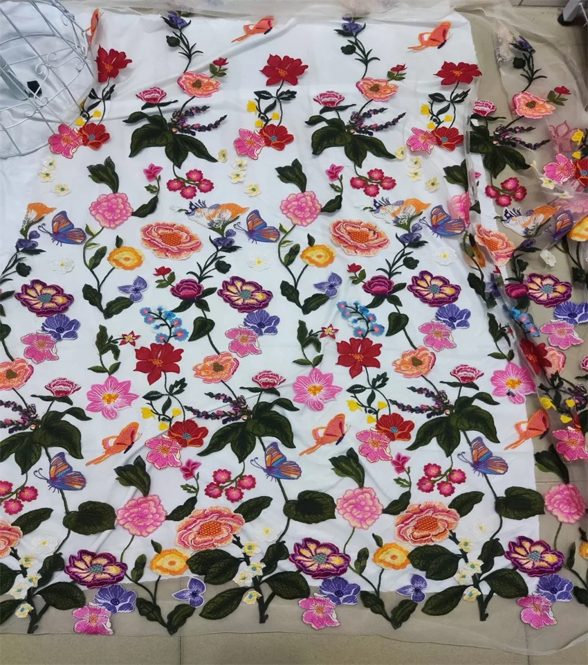 OWSM Hot Lace Fabric 2022 High Quality Lace Handmade Advanced Embroidery With Flowers Butterflies For Party Evening Dresses