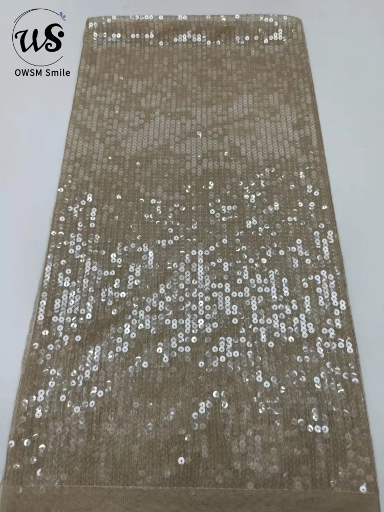 Women's Full Sequins Embroidered Mesh Lace Popular Party Evening Dress Fabric Hot Sale