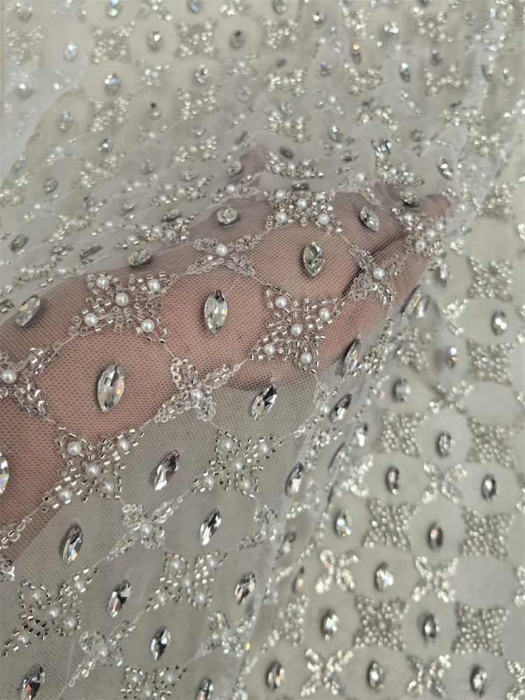 Amazing New Arrival Fashion Design Super Top Quality Rhinestone Net Lace Exquisite Beads Sequins For Party Or Wedding Dresses