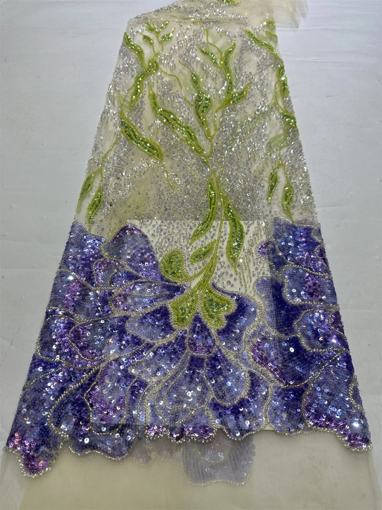Amazing Exquisite Design Hot On Sale Fabric High Quality Handmade Embroidery Net Lace Beads Sequins For Party Evening Dresses