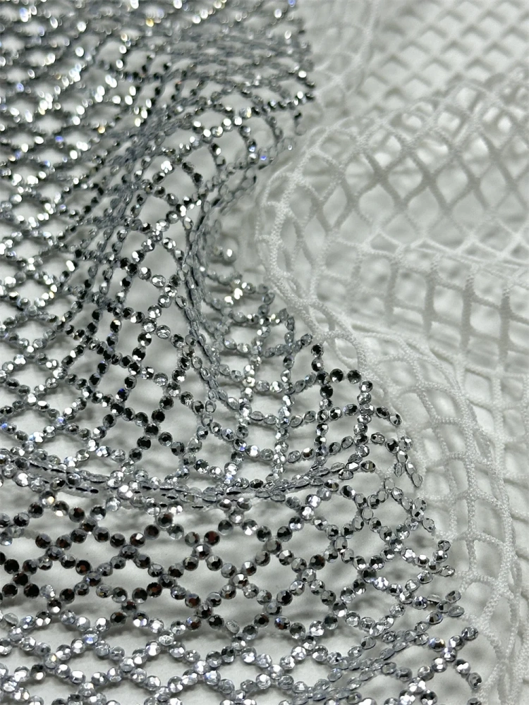 Luxury Design Hot On Sale Fabric Top Quality Handmade Embroidery Net Lace Rhinestone For Party Evening Dresses