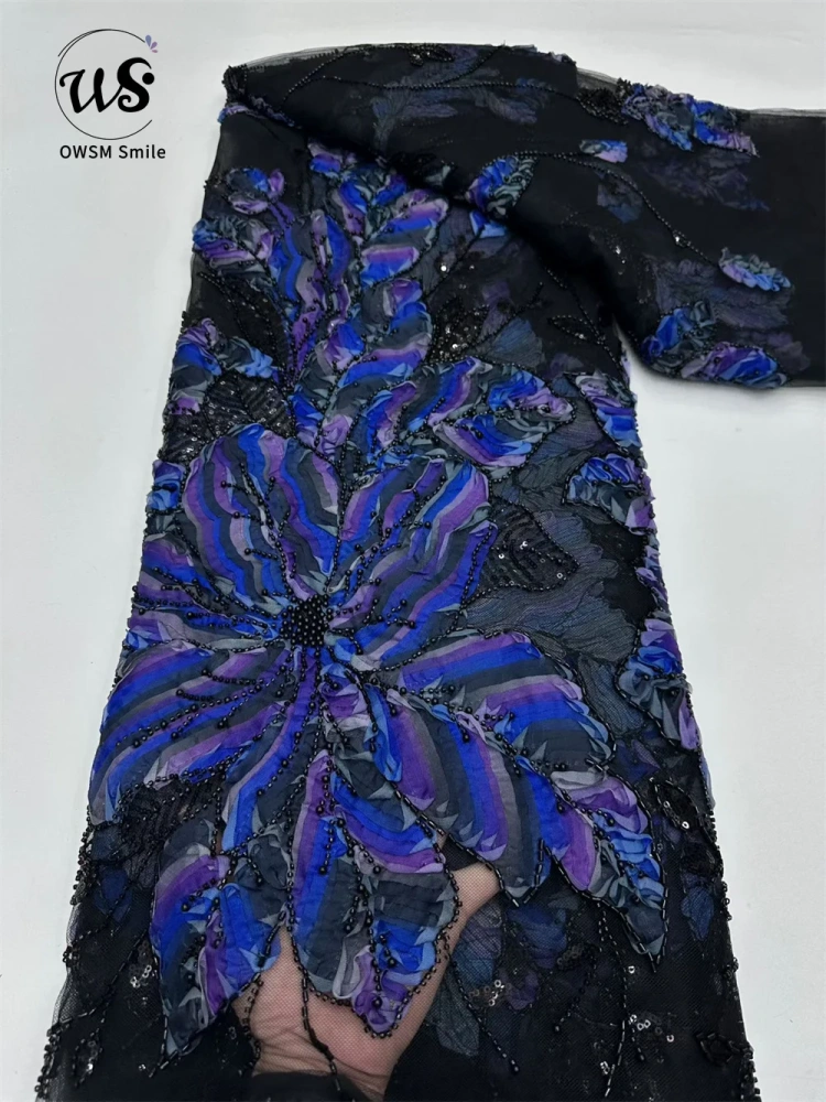 2026 New Top Quality Handmade Embroidery Net Lace with Exquisite Beads Sequins for Party Evening Women Dresses