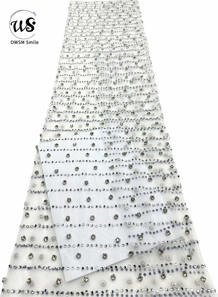 Luxury Design Hot On Sale Fabric High Quality Handmade Beads Net Lace Rhinestone For Party Evening Dresses