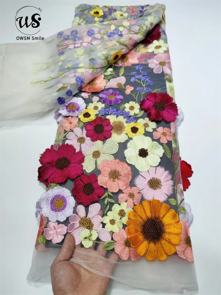 5Y Vestido Fashion Design Africa Style High Appearance Level Multi Colors Embroidery  Net Lace For Party Dresses in 2022