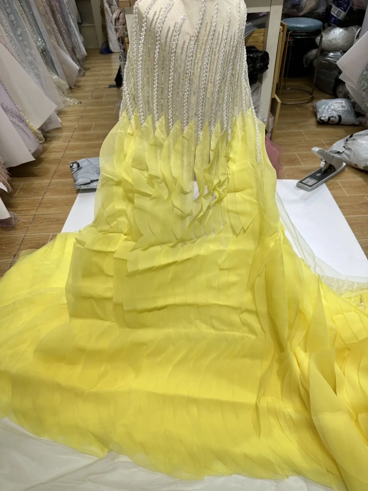 Handmade Beads Net Lace Sequins Fabric for Women, Party Evening Dress, Africa Design, Top Quality, Fashion, Hot Sale
