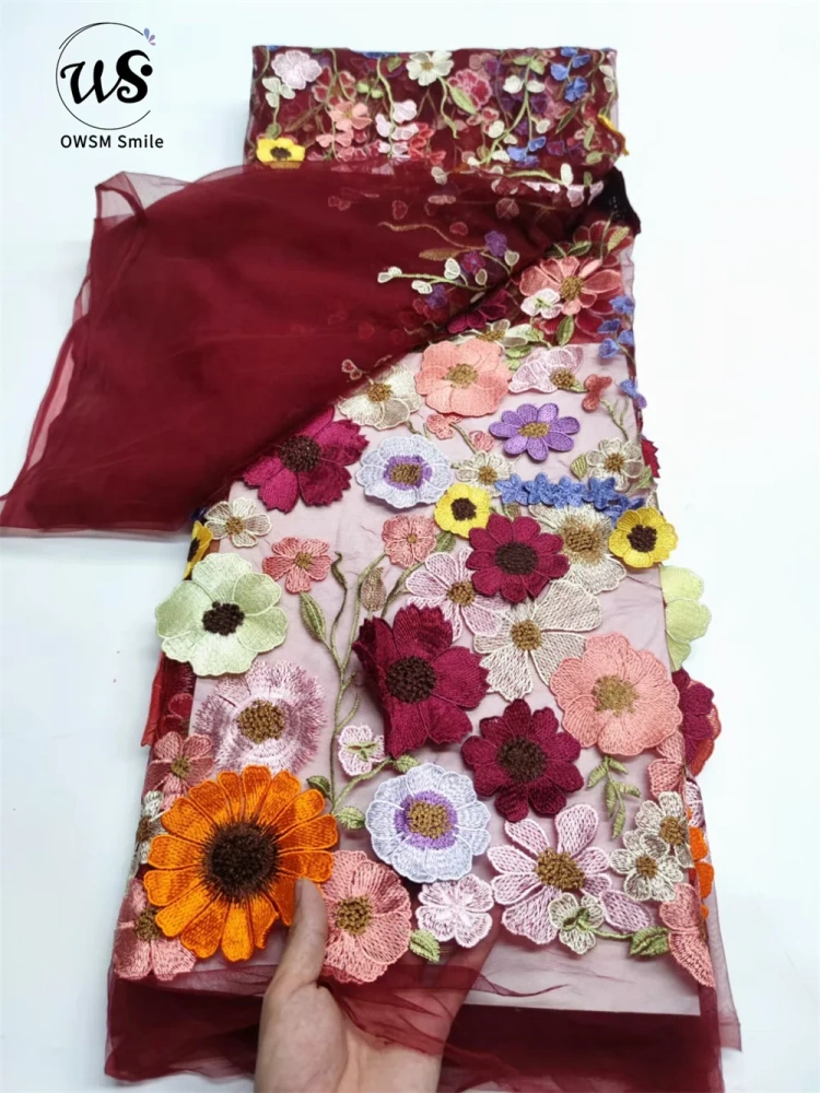 5Y Vestido Fashion Design Africa Style High Appearance Level Multi Colors Embroidery  Net Lace For Party Dresses in 2022