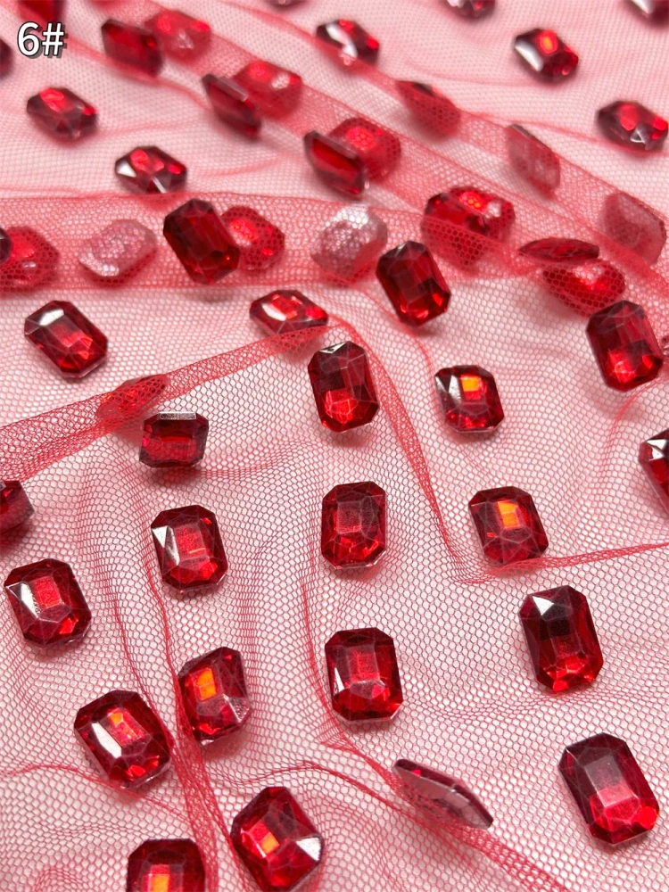 5Y OWSM Fashion Africa Super Top Quality Handmade Rhinestone Net Lace with Beads For Party Evening Dresses in 2024
