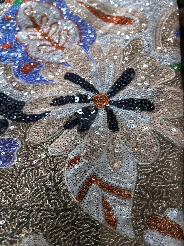 Amazing Unique Design Latest Handmade 5Y Embroidery Net Lace with Sequins for Party Evening Dresses, French, Super High Quality