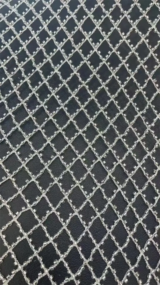 Ivory White unique piercing Handmade embroidered net lace Beads Sequins fabric high quality fashion for women or evening dress