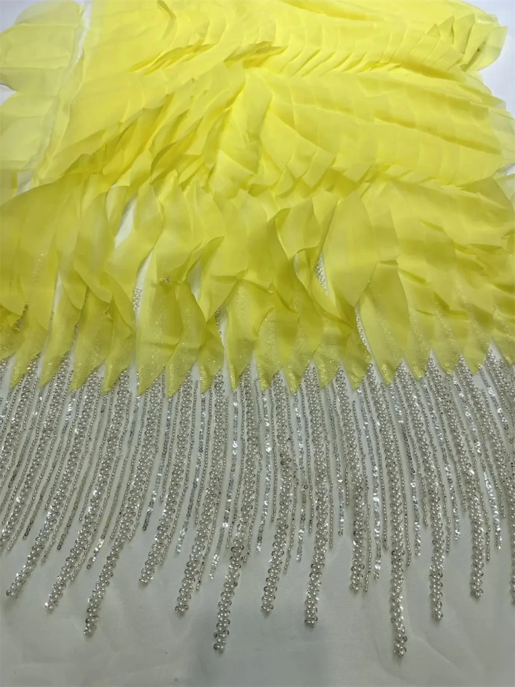 Handmade Beads Net Lace Sequins Fabric for Women, Party Evening Dress, Africa Design, Top Quality, Fashion, Hot Sale