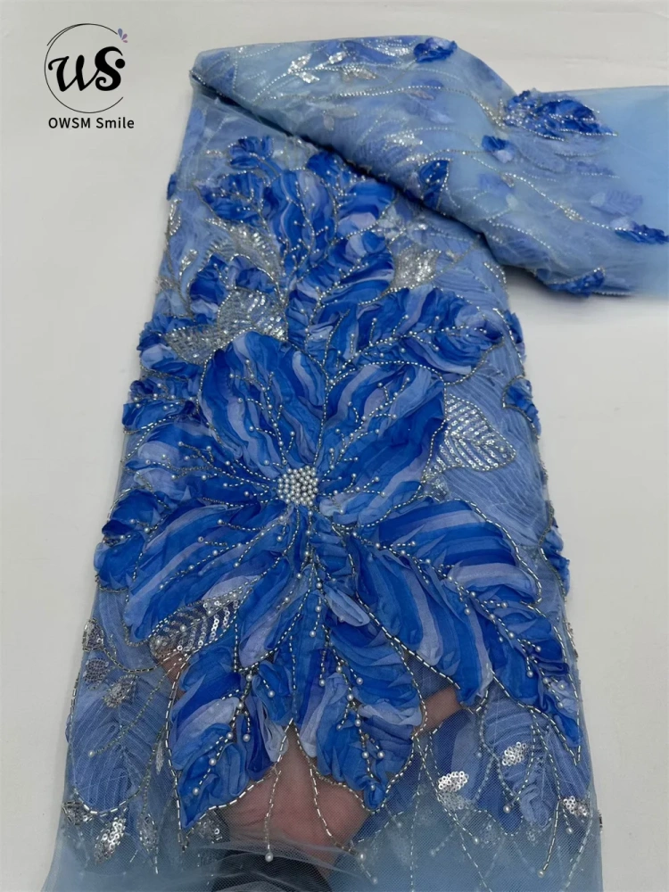 2026 New Top Quality Handmade Embroidery Net Lace with Exquisite Beads Sequins for Party Evening Women Dresses