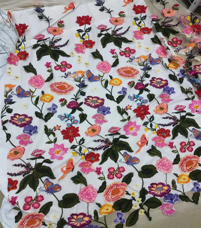 OWSM Hot Lace Fabric 2022 High Quality Lace Handmade Advanced Embroidery With Flowers Butterflies For Party Evening Dresses