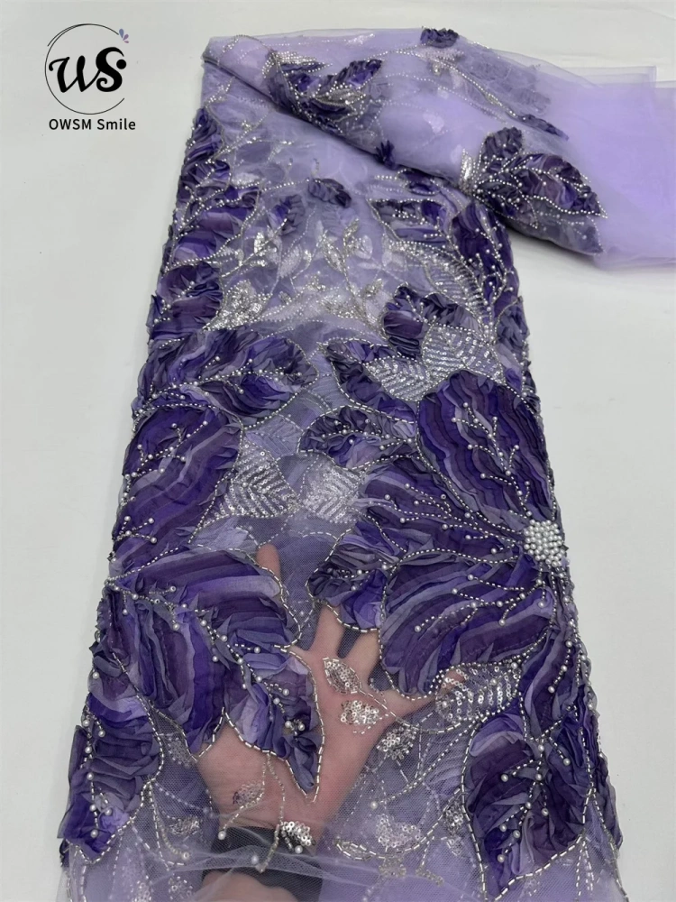 2026 New Top Quality Handmade Embroidery Net Lace with Exquisite Beads Sequins for Party Evening Women Dresses
