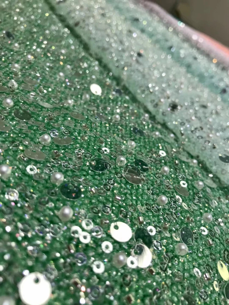 Hot Lace Fabric 2023 High Quality Lace 5 Yards Handmade Advanced Embroidery Beads Sequins For Party Evening Dresses
