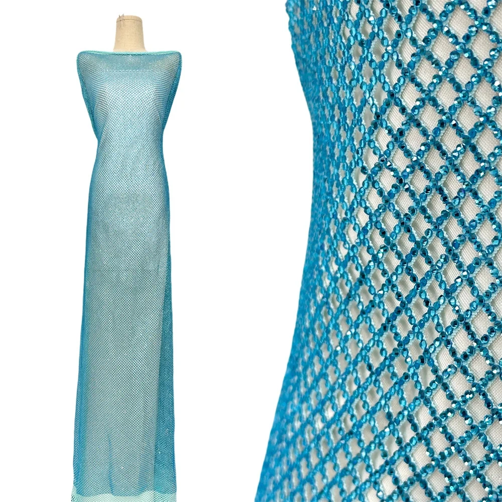 Luxury Design Hot On Sale Fabric Top Quality Handmade Embroidery Net Lace Rhinestone For Party Evening Dresses
