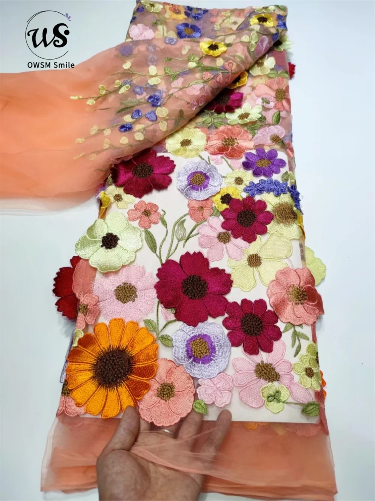 5Y Vestido Fashion Design Africa Style High Appearance Level Multi Colors Embroidery  Net Lace For Party Dresses in 2022