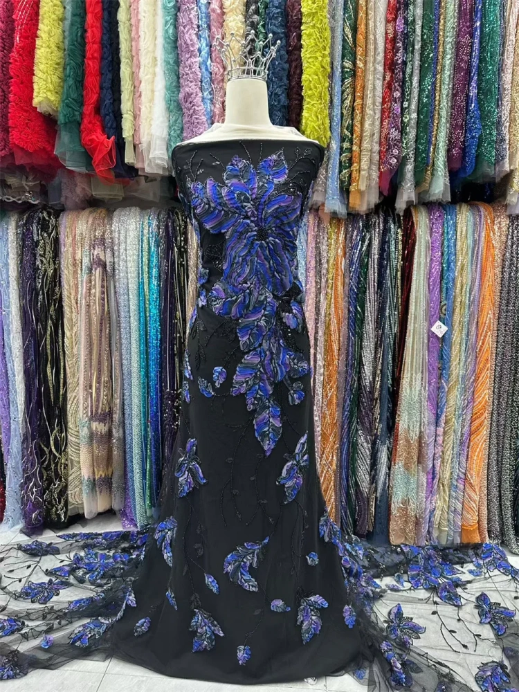 2026 New Top Quality Handmade Embroidery Net Lace with Exquisite Beads Sequins for Party Evening Women Dresses